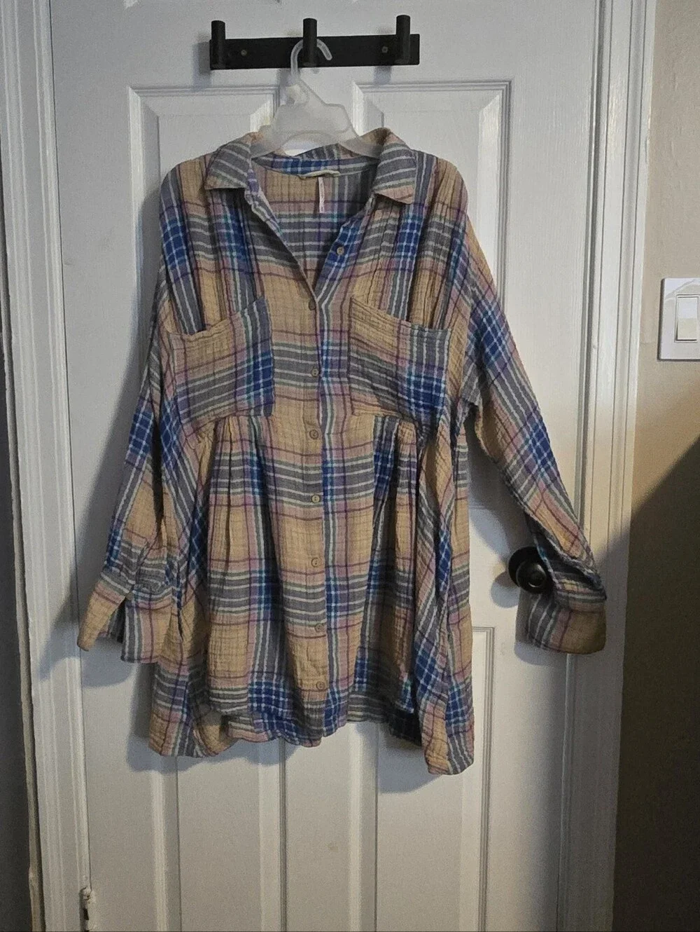 Free People Plaid Button-Down Dress